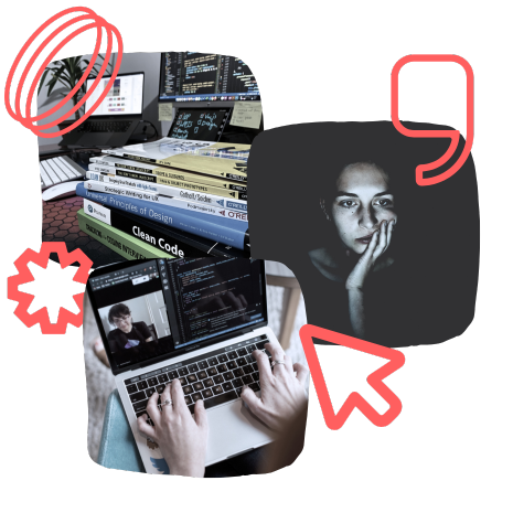 Imagem ilustrativa de pessoas estudando, fazendo call e entrevistas online para conseguir uma vaga na área de tecnologia
